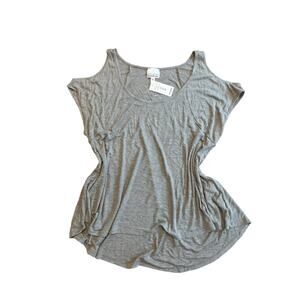 NWT Bebe Kardashians Vintage Y2K Gray Open Shoulder Ribbed Tee  M